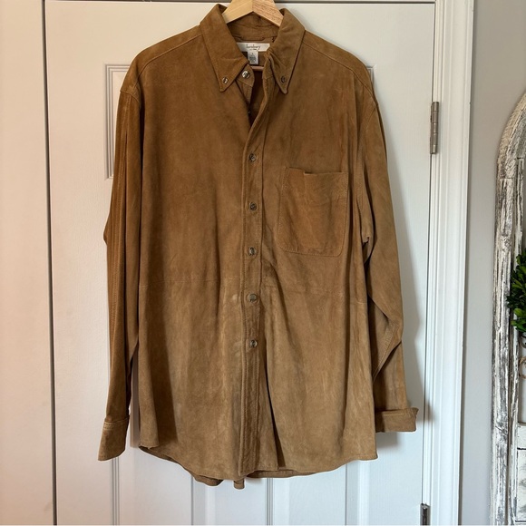 Turnbury Other - Vintage Turnbury Genuine Leather Suede Button Down Shirt Western Cowboy L Tan